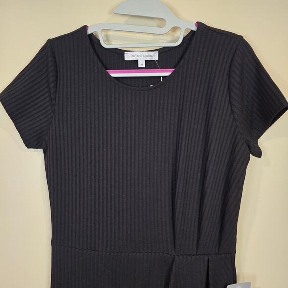 NEW NWT Women's The Vanity Room Black Ribbed Knit Wrap Dress | Size Medium - Picture 3 of 10